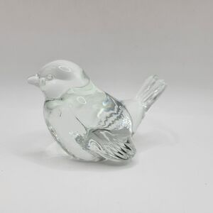 Fenton Clear Crystal Glass Sparrow Song Bird Figurine Paperweight